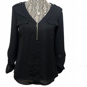 Candie's Black Zippered Blouse